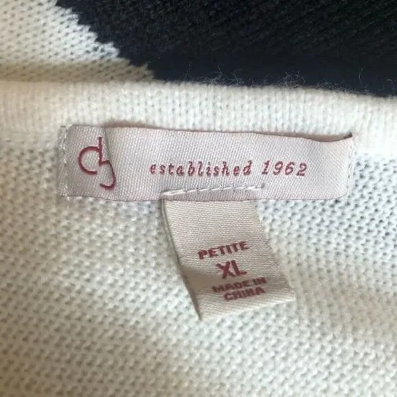 DRESS BARN WOMEN'S CREAM/BLACK ASYMMETRICAL COLOR BLOCK TUNIC SWEATER SIZE XL - Picture 4 of 6